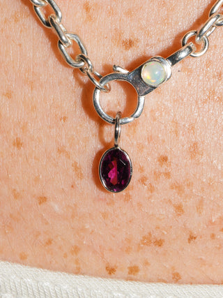 Dottie Rhodolite Oval Cut Charm in White 14k Gold