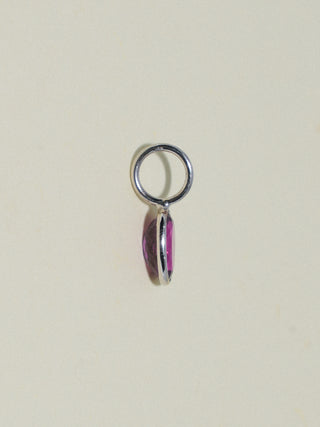 Dottie Rhodolite Oval Cut Charm in White 14k Gold