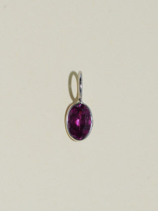 Dottie Rhodolite Oval Cut Charm in White 14k Gold