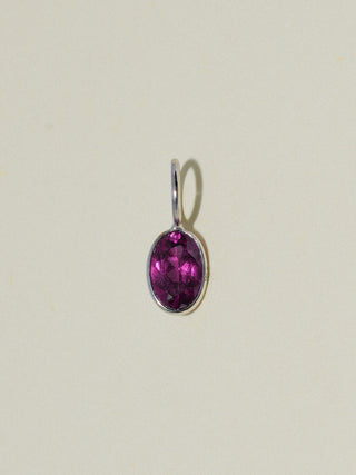 Dottie Rhodolite Oval Cut Charm in White 14k Gold