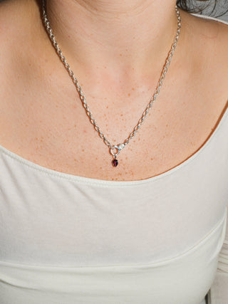 Lipstick Rhodolite Inverted Pear Cut Charm in White 14k Gold