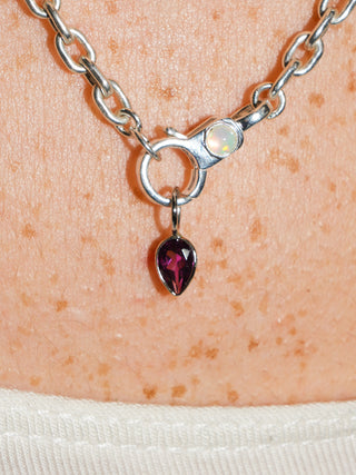 Lipstick Rhodolite Inverted Pear Cut Charm in White 14k Gold