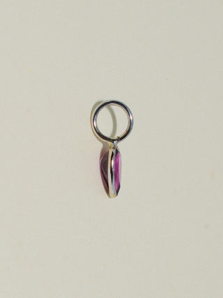 Lipstick Rhodolite Inverted Pear Cut Charm in White 14k Gold