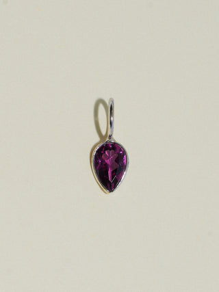 Lipstick Rhodolite Inverted Pear Cut Charm in White 14k Gold