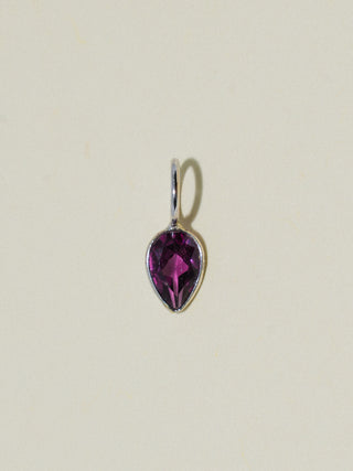 Lipstick Rhodolite Inverted Pear Cut Charm in White 14k Gold