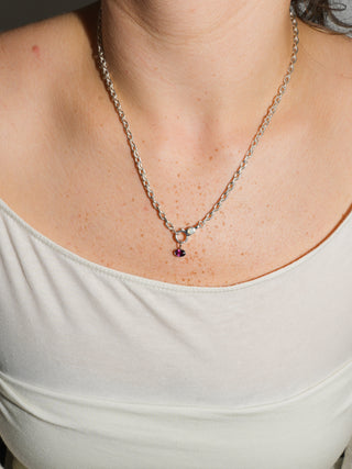 Polkie Rhodolite East West Oval Cut Charm in White 14k Gold