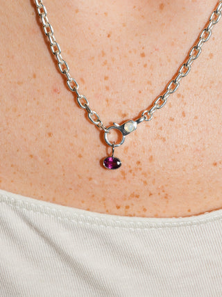 Polkie Rhodolite East West Oval Cut Charm in White 14k Gold