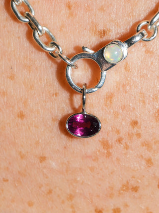 Polkie Rhodolite East West Oval Cut Charm in White 14k Gold