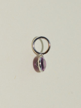 Polkie Rhodolite East West Oval Cut Charm in White 14k Gold