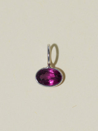 Polkie Rhodolite East West Oval Cut Charm in White 14k Gold