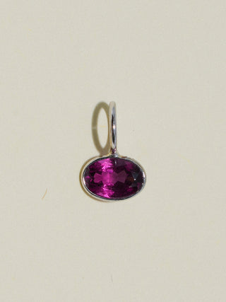 Polkie Rhodolite East West Oval Cut Charm in White 14k Gold
