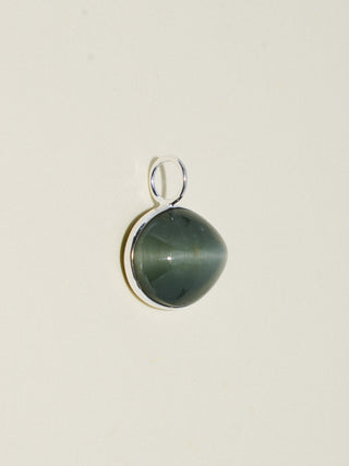 Around The World Catseye East to West Oval Cabochon Charm in Sterling Silver