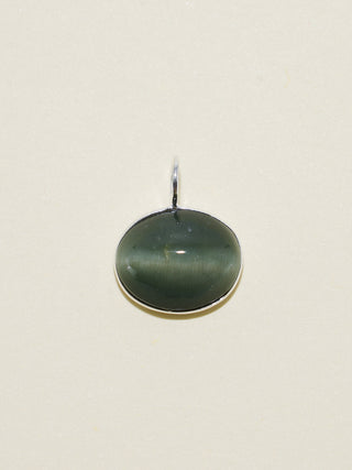Around The World Catseye East to West Oval Cabochon Charm in Sterling Silver