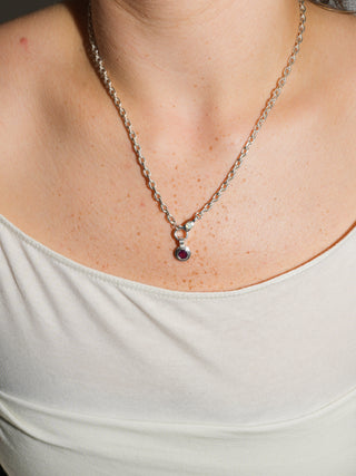 Carnation Rhodolite Triple Round Cut Charm in Sterling Silver