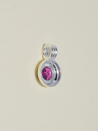 Carnation Rhodolite Triple Round Cut Charm in Sterling Silver