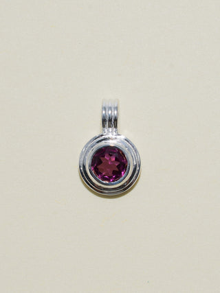 Carnation Rhodolite Triple Round Cut Charm in Sterling Silver