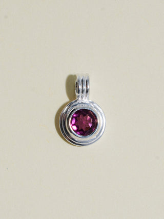 Carnation Rhodolite Triple Round Cut Charm in Sterling Silver