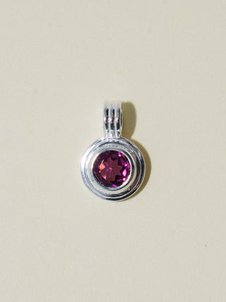Carnation Rhodolite Triple Round Cut Charm in Sterling Silver