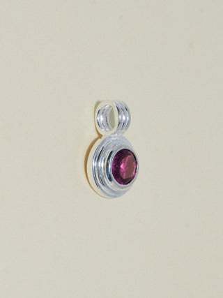 Carnation Rhodolite Triple Round Cut Charm in Sterling Silver