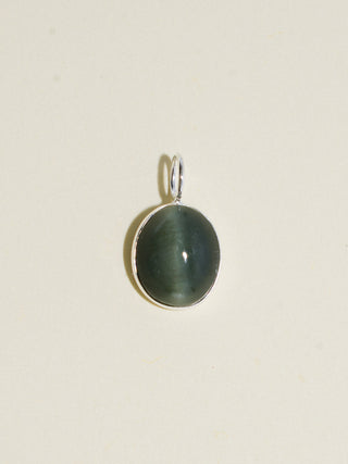 No Smoking! Catseye Oval Cabochon Charm in Sterling Silver