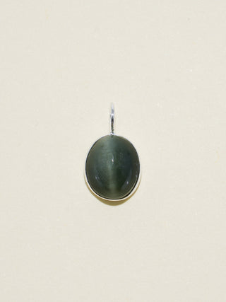 No Smoking! Catseye Oval Cabochon Charm in Sterling Silver