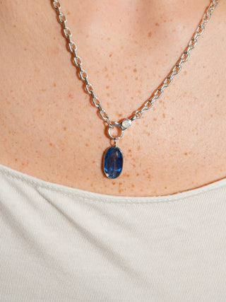 Narwhal Kyanite Oval Cut Charm in White 14k Gold