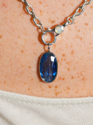 Narwhal Kyanite Oval Cut Charm in White 14k Gold