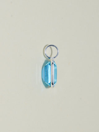 Royal Swiss Blue Topaz Emerald Cut Charm in Sterling Silver