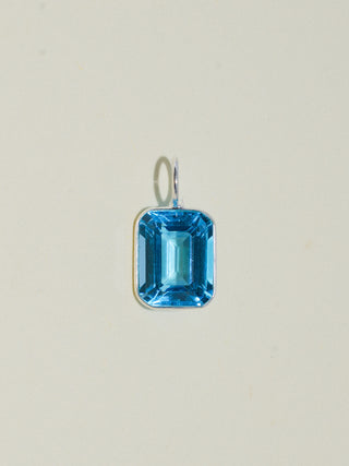 Royal Swiss Blue Topaz Emerald Cut Charm in Sterling Silver