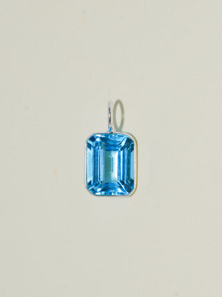 Royal Swiss Blue Topaz Emerald Cut Charm in Sterling Silver