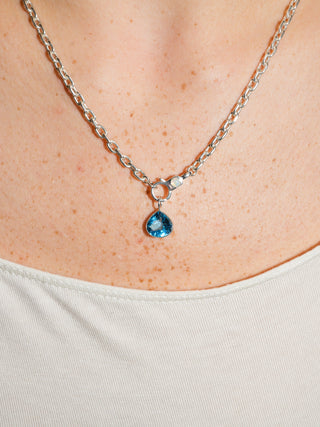 Cripsy Swiss Blue Topaz Pear Cut Charm in Sterling Silver
