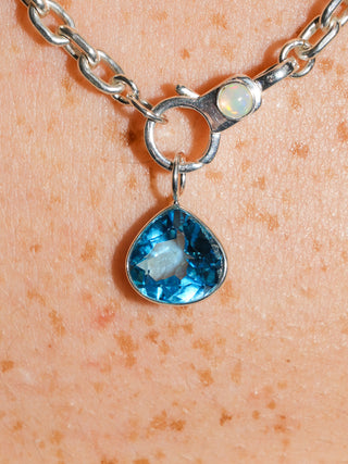 Cripsy Swiss Blue Topaz Pear Cut Charm in Sterling Silver