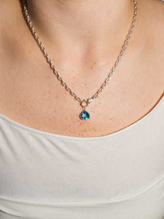 Cripsy Swiss Blue Topaz Pear Cut Charm in Sterling Silver