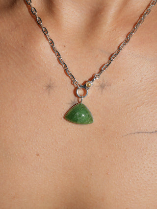 Pretty Lucky Tsavorite Trillion Cabochon Charm in Sterling Silver