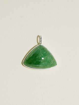 Pretty Lucky Tsavorite Trillion Cabochon Charm in Sterling Silver