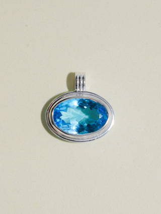 Sleeping Cheeky Swiss Blue Topaz Triple East to West Oval Cut Charm in Sterling Silver