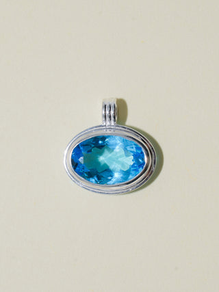 Sleeping Cheeky Swiss Blue Topaz Triple East to West Oval Cut Charm in Sterling Silver