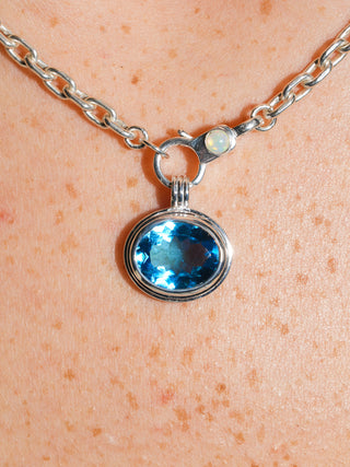 Explora Swiss Blue Topaz Triple East to West Oval Cut Charm in Sterling Silver