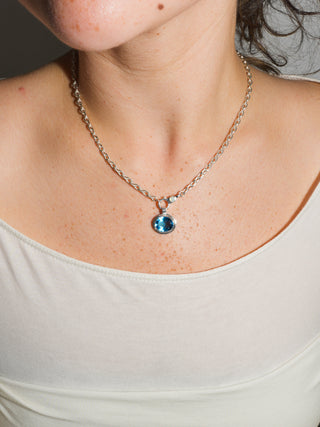 Explora Swiss Blue Topaz Triple East to West Oval Cut Charm in Sterling Silver