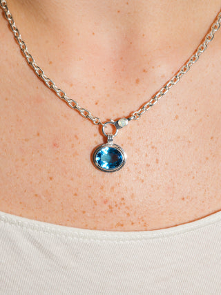 Explora Swiss Blue Topaz Triple East to West Oval Cut Charm in Sterling Silver