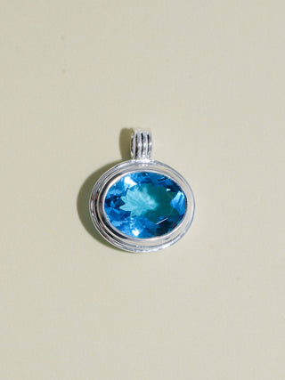 Explora Swiss Blue Topaz Triple East to West Oval Cut Charm in Sterling Silver