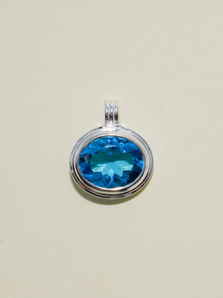 Explora Swiss Blue Topaz Triple East to West Oval Cut Charm in Sterling Silver