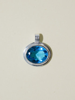 Explora Swiss Blue Topaz Triple East to West Oval Cut Charm in Sterling Silver