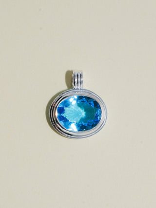Rassy Swiss Blue Topaz Triple East to West Oval Cut Charm in Sterling Silver