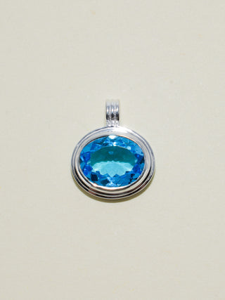 Rassy Swiss Blue Topaz Triple East to West Oval Cut Charm in Sterling Silver