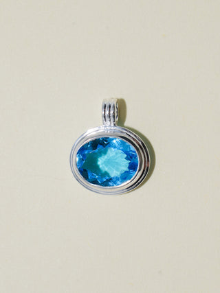 Rassy Swiss Blue Topaz Triple East to West Oval Cut Charm in Sterling Silver