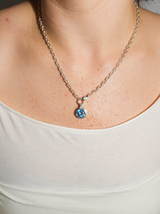 Whirlpool Swiss Blue Topaz Triple Round Cut Charm in Sterling Silver