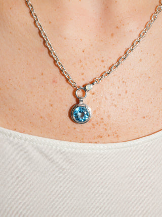Whirlpool Swiss Blue Topaz Triple Round Cut Charm in Sterling Silver