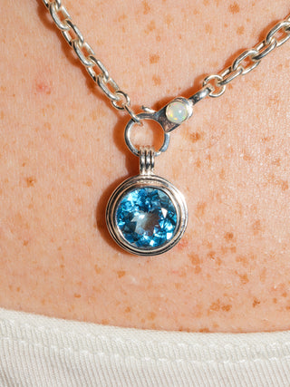 Whirlpool Swiss Blue Topaz Triple Round Cut Charm in Sterling Silver