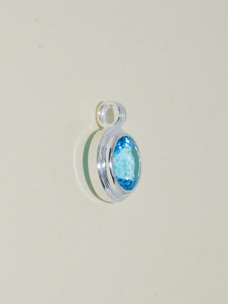 Whirlpool Swiss Blue Topaz Triple Round Cut Charm in Sterling Silver